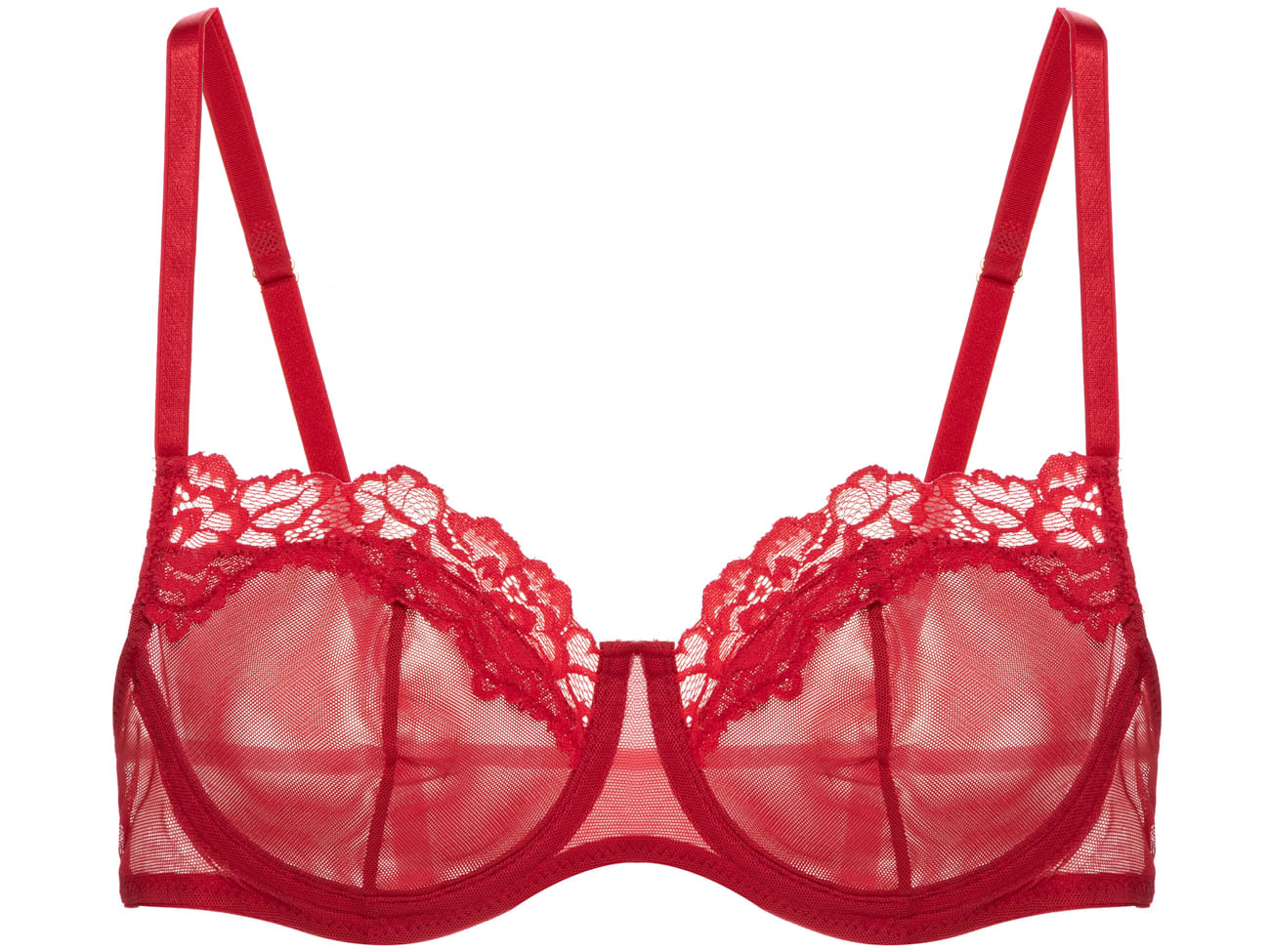 Sutiã Underwire Cobertura Total Tule Renda La Lune Vermelho